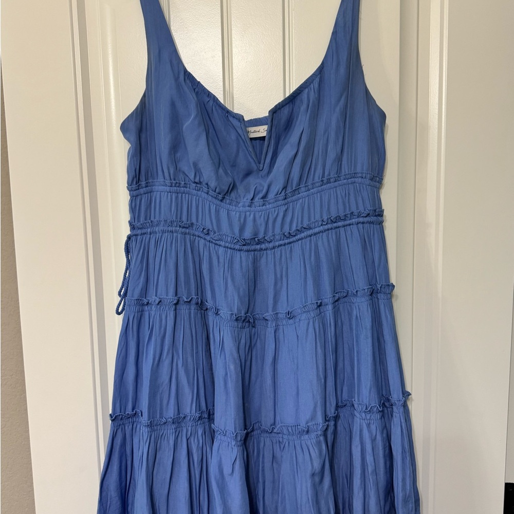 Mustard Seed Blue Tiered Midi Dress